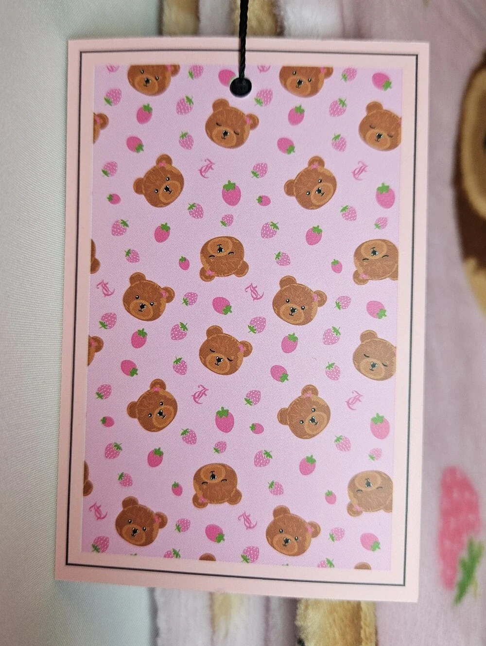 Juicy Couture Kids Pink Teddy Bear & Strawberry Plush Throw Blanket NWT